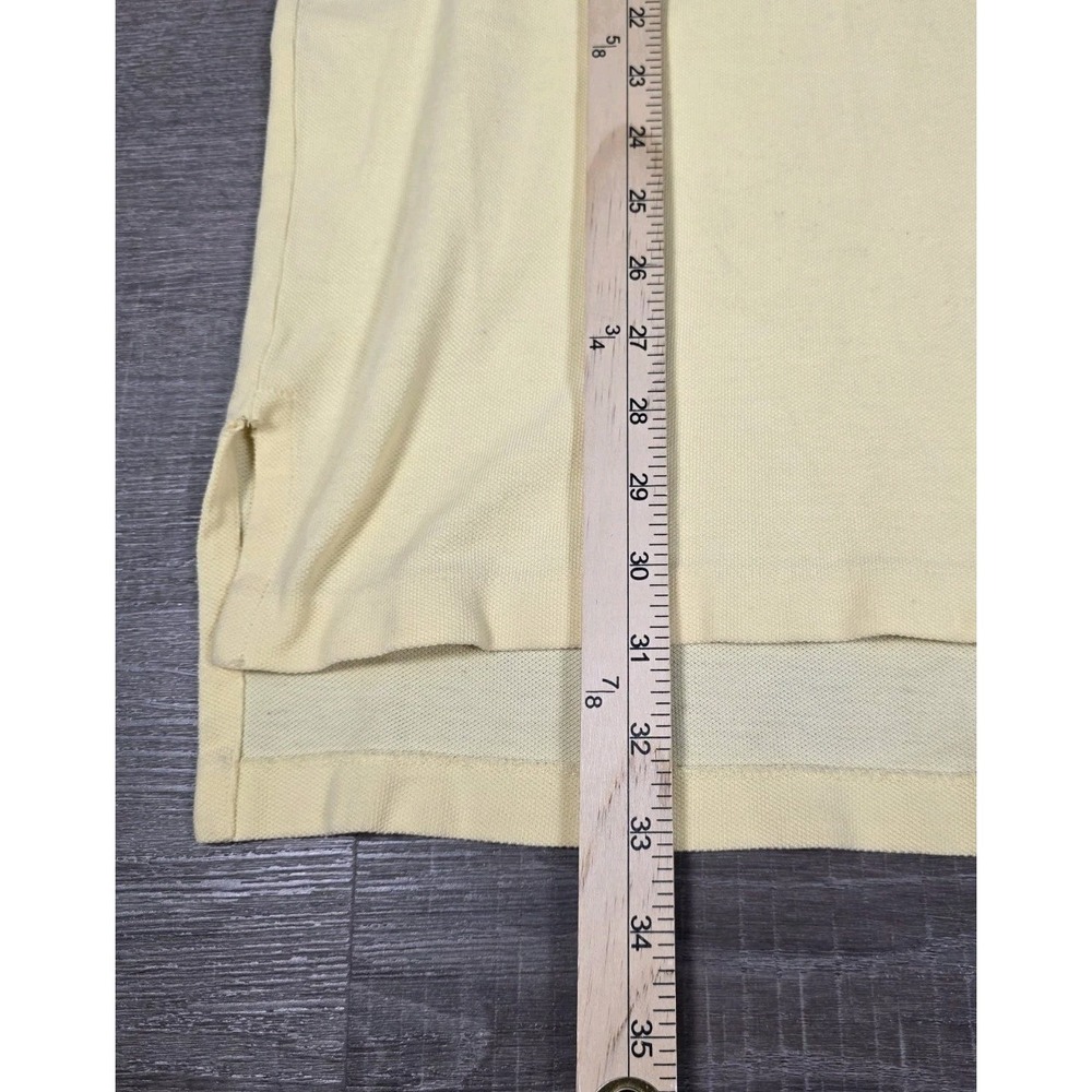 POLO RALPH LAUREN Shirt Mens Medium 100% COTTON‎ PIQUE KNIT Lite  YELLOW 80s 90s - Picture 5 of 9
